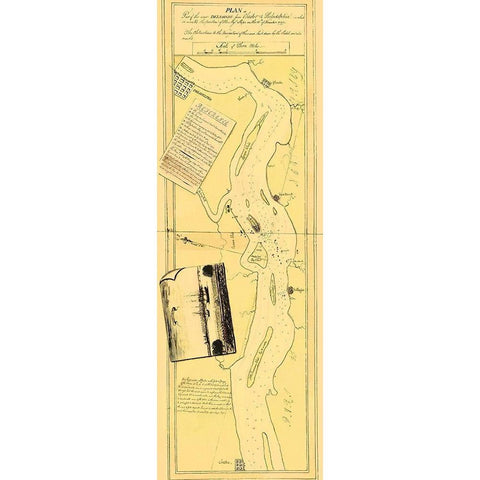 River Delaware Position Majestys Ships Nov 15 1777 Black Modern Wood Framed Art Print with Double Matting by Hunter
