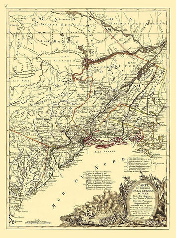 English with Thirteen Colonies North America Black Ornate Wood Framed Art Print with Double Matting by Eliot