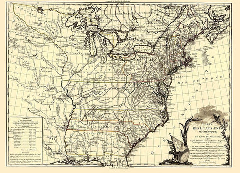 United States Course of Mississippi Black Ornate Wood Framed Art Print with Double Matting by Brion de la Tour