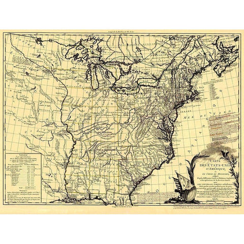 United States Course of Mississippi Black Modern Wood Framed Art Print with Double Matting by Brion de la Tour