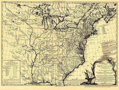 United States Course of Mississippi Black Ornate Wood Framed Art Print with Double Matting by Brion de la Tour