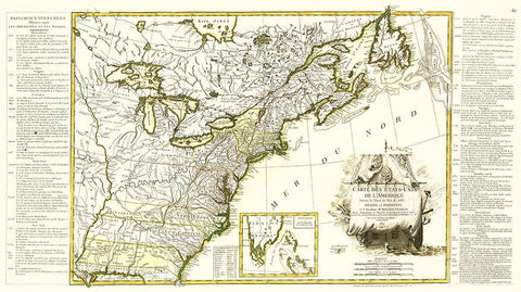United States of America - Lattre 1784 Black Ornate Wood Framed Art Print with Double Matting by Lattre