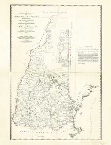 Province of New Hampshire - Holland 1784 Black Ornate Wood Framed Art Print with Double Matting by Holland