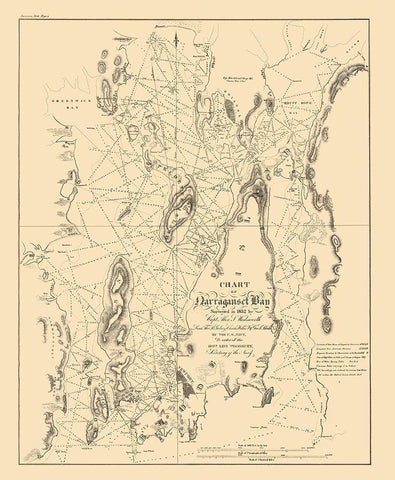 Narragansett Bay - US Navy 1832 Black Ornate Wood Framed Art Print with Double Matting by US Navy