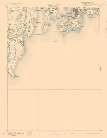 Newport Rhode Island Sheet - USGS 1894 Black Ornate Wood Framed Art Print with Double Matting by USGS