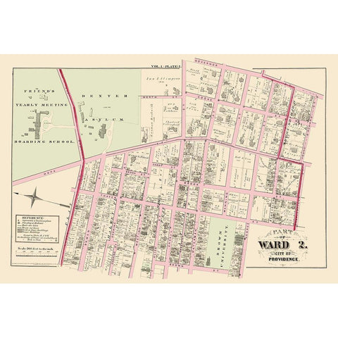Providence, Ward 2 Rhode Island Landowner Gold Ornate Wood Framed Art Print with Double Matting by Hopkins