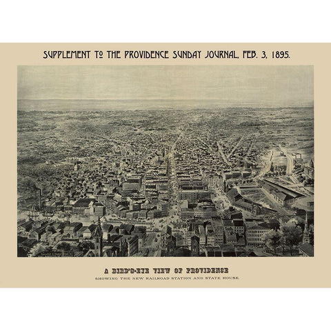 Providence Rhode Island - Chapin 1895 White Modern Wood Framed Art Print by Chapin