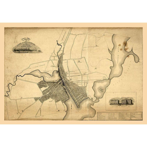 Providence Rhode Island - Anthony 1823 White Modern Wood Framed Art Print by Anthony