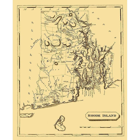 Rhode Island - Arrowsmith 1808 Black Modern Wood Framed Art Print with Double Matting by Arrowsmith