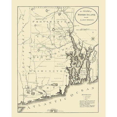 Rhode Island - Reid 1796 White Modern Wood Framed Art Print by Reid
