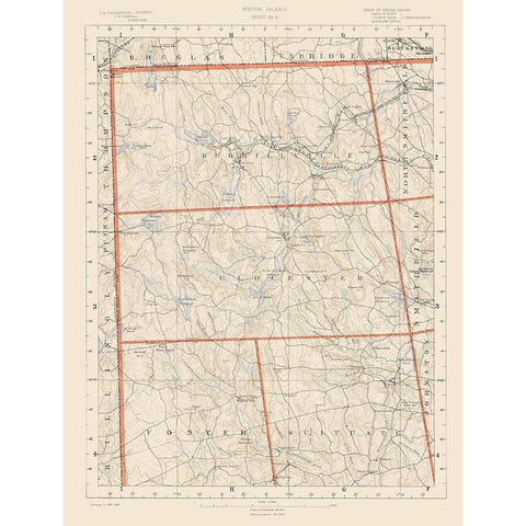 Rhode Island 2 of 10 Sheet - USGS 1891 Black Modern Wood Framed Art Print by USGS