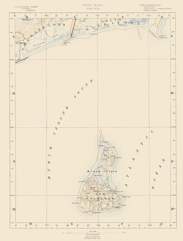 Rhode Island 10 of 10 Sheet - USGS 1891 White Modern Wood Framed Art Print with Double Matting by USGS