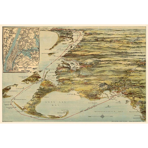 Rhode Island - Walker 1905 Black Modern Wood Framed Art Print with Double Matting by Walker