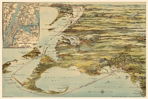 Rhode Island - Walker 1905 Black Ornate Wood Framed Art Print with Double Matting by Walker