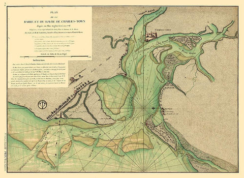 Charleston South Carolina - Sartine 1778 Black Ornate Wood Framed Art Print with Double Matting by Sartine