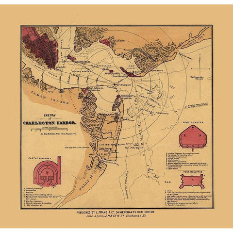 Charles Town South Carolina - Williams 1860 White Modern Wood Framed Art Print by Williams