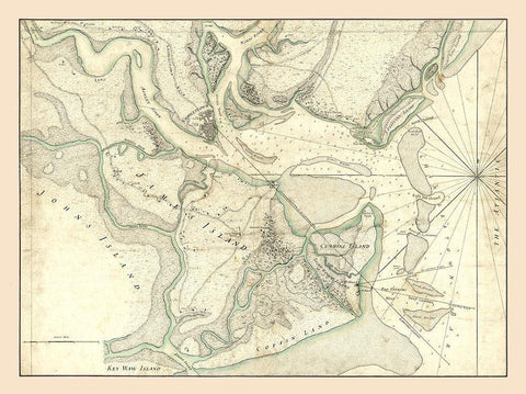 Charleston South Carolina -1780 White Modern Wood Framed Art Print with Double Matting by Unknown