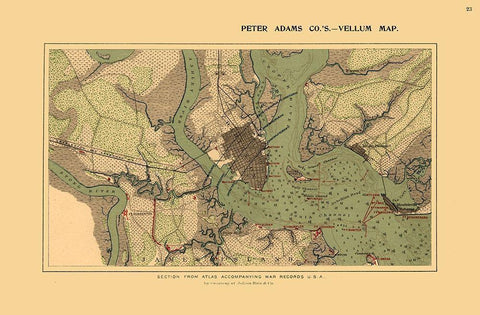 Charleston Harbor South Carolina - Adams 1860 Black Ornate Wood Framed Art Print with Double Matting by Adams