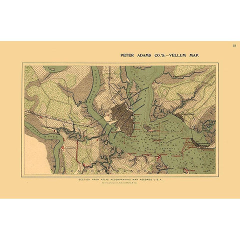 Charleston Harbor South Carolina - Adams 1860 Black Modern Wood Framed Art Print by Adams