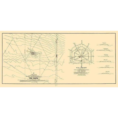 Fort Sumter, Charleston Harbor - Bowen 1835 White Modern Wood Framed Art Print by Bowen