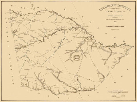 Lexington South Carolina Landowner - Mills 1825 Black Ornate Wood Framed Art Print with Double Matting by Mills