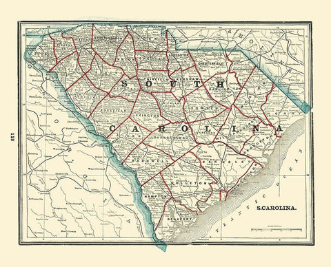 South Carolina - Rathbun 1893 Black Ornate Wood Framed Art Print with Double Matting by Rathbun