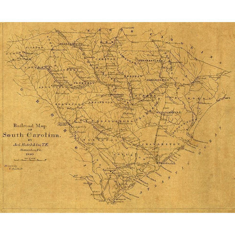 South Carolina - Hotchkiss 1880 Black Modern Wood Framed Art Print with Double Matting by Hotchkiss