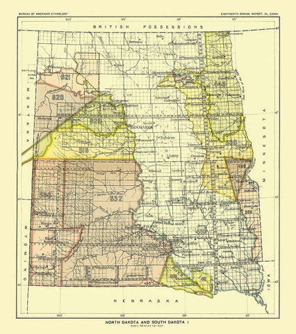 North and South Dakota - Bismarck - Hoen 1896 Black Ornate Wood Framed Art Print with Double Matting by Hoen