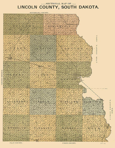 Lincoln County South Dakota - Scott 1899 Black Ornate Wood Framed Art Print with Double Matting by Scott