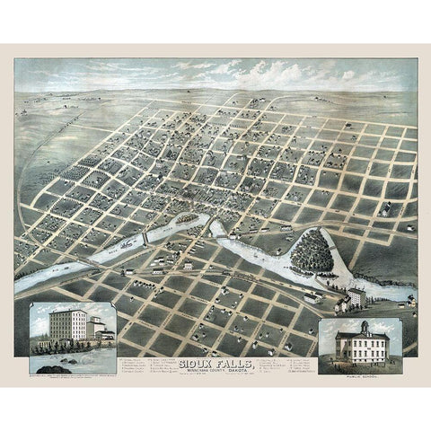 Sioux Falls South Dakota - Carson 1881 White Modern Wood Framed Art Print by Carson