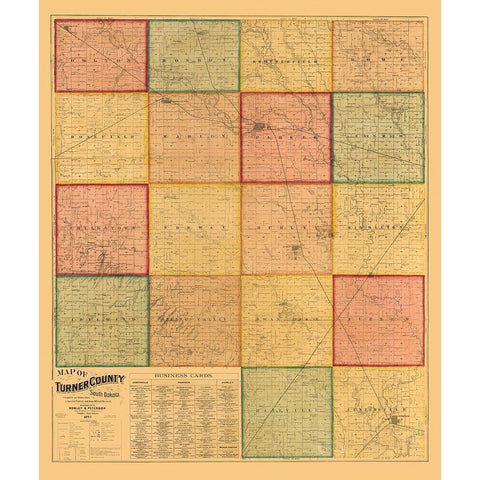 Turner County South Dakota - Rowley 1893 Black Modern Wood Framed Art Print with Double Matting by Rowley