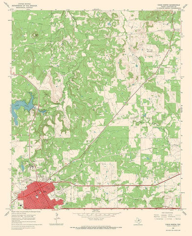 Cisco North Texas Quad - USGS 1966 Black Ornate Wood Framed Art Print with Double Matting by USGS