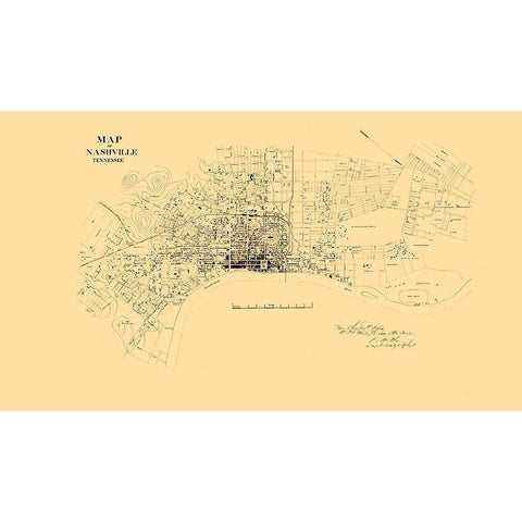 Nashville Tennessee Landowner - Poe 1864 Black Modern Wood Framed Art Print with Double Matting by Poe