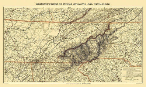 Great Smoky Mountain, Region Tennessee - 1864 Black Ornate Wood Framed Art Print with Double Matting by Unknown