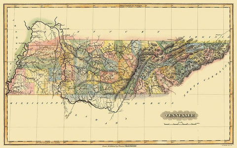 Tennessee - Lucas 1823 Black Ornate Wood Framed Art Print with Double Matting by Lucas