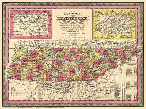 Tennessee - Thomas 1850 Black Ornate Wood Framed Art Print with Double Matting by Thomas