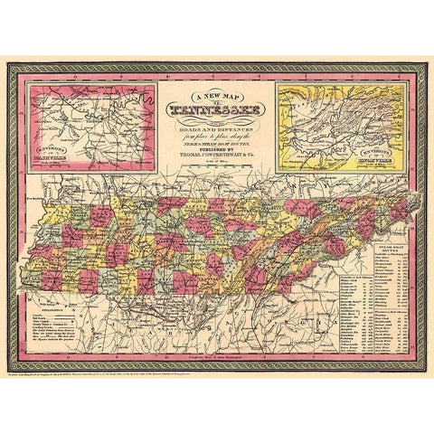 Tennessee - Thomas 1850 Black Modern Wood Framed Art Print with Double Matting by Thomas
