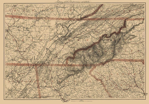 Eastern Tennessee, Parts of Adjoining States 1865 White Modern Wood Framed Art Print with Double Matting by Krebs