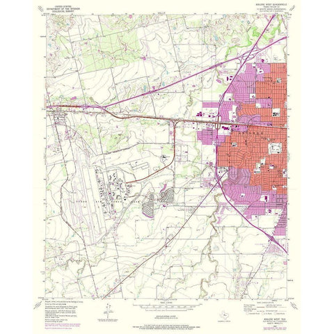 West Abilene Texas Quad - USGS 1957 Black Modern Wood Framed Art Print with Double Matting by USGS