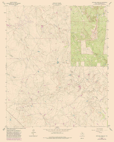 South East Antelope Creek Texas Quad - USGS 1962 White Modern Wood Framed Art Print with Double Matting by USGS