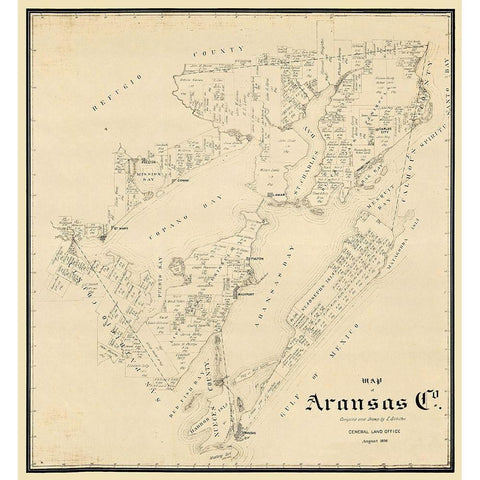 Aransas County Texas - Schutze 1896 Black Modern Wood Framed Art Print with Double Matting by Schutze