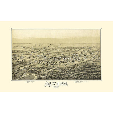 Alvord Texas - Fowler 1890 White Modern Wood Framed Art Print by Fowler