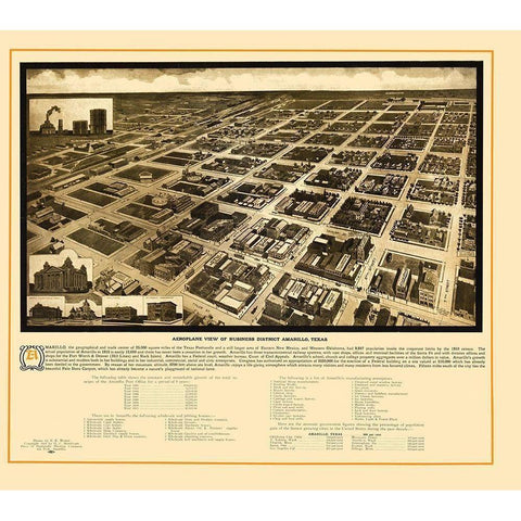 Amarillo Texas - Sturdivant 1912 Gold Ornate Wood Framed Art Print with Double Matting by Sturdivant