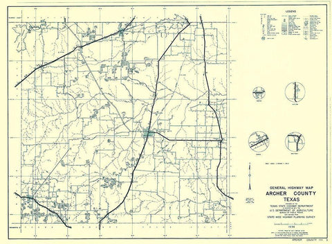 Archer Texas - Highway Dept 1936 Black Ornate Wood Framed Art Print with Double Matting by Highway Dept