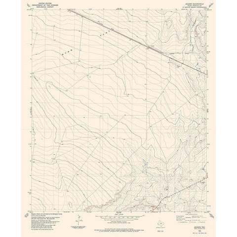 Aragon Texas Quad - USGS 1983 Black Modern Wood Framed Art Print with Double Matting by USGS