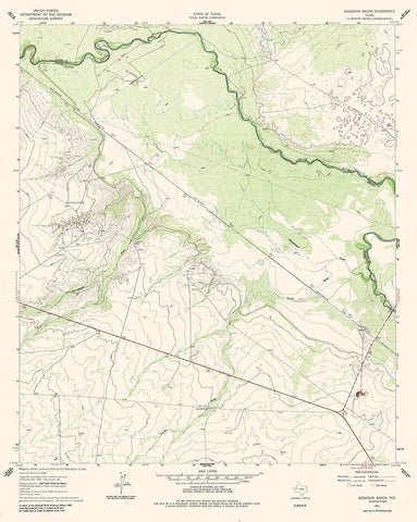 Anderson Ranch Texas Quad - USGS 1961 White Modern Wood Framed Art Print with Double Matting by USGS