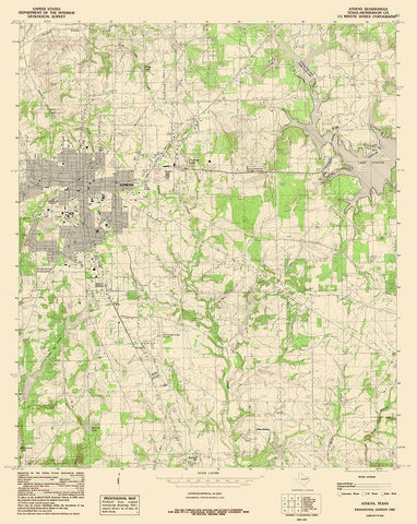 Athens Texas Quad - USGS 1984 Black Ornate Wood Framed Art Print with Double Matting by USGS
