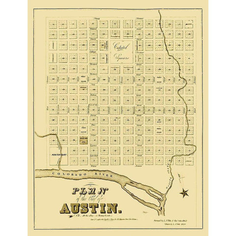 Austin Texas - Pilie 1839 White Modern Wood Framed Art Print by Pilie