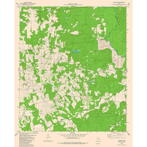 Augusta Texas Quad - USGS 1982 Black Modern Wood Framed Art Print with Double Matting by USGS