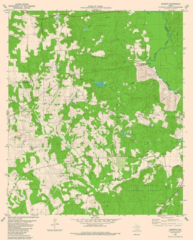Augusta Texas Quad - USGS 1982 White Modern Wood Framed Art Print with Double Matting by USGS